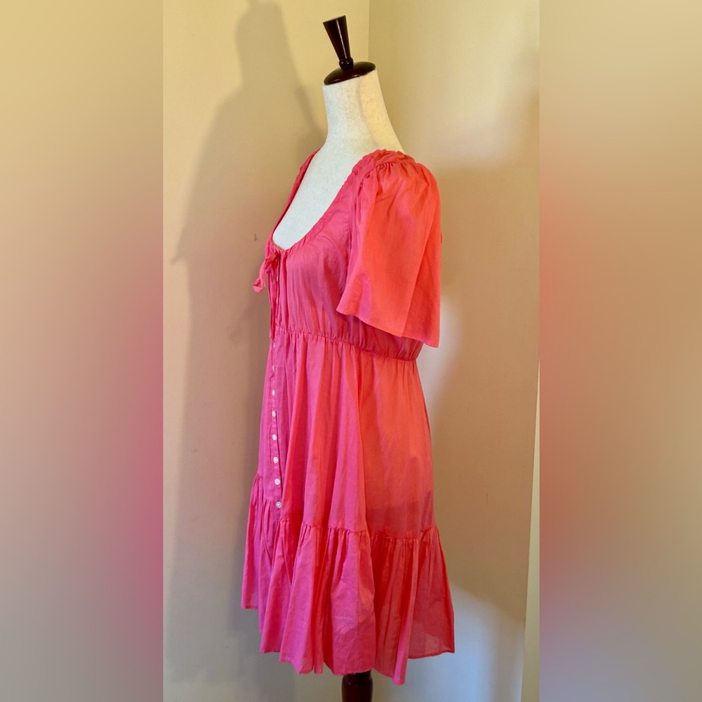 NWT J Crew SZ M Cotton Voile Pink Tiered Button-down Beach Dress - SO cute! - Picture 5 of 9